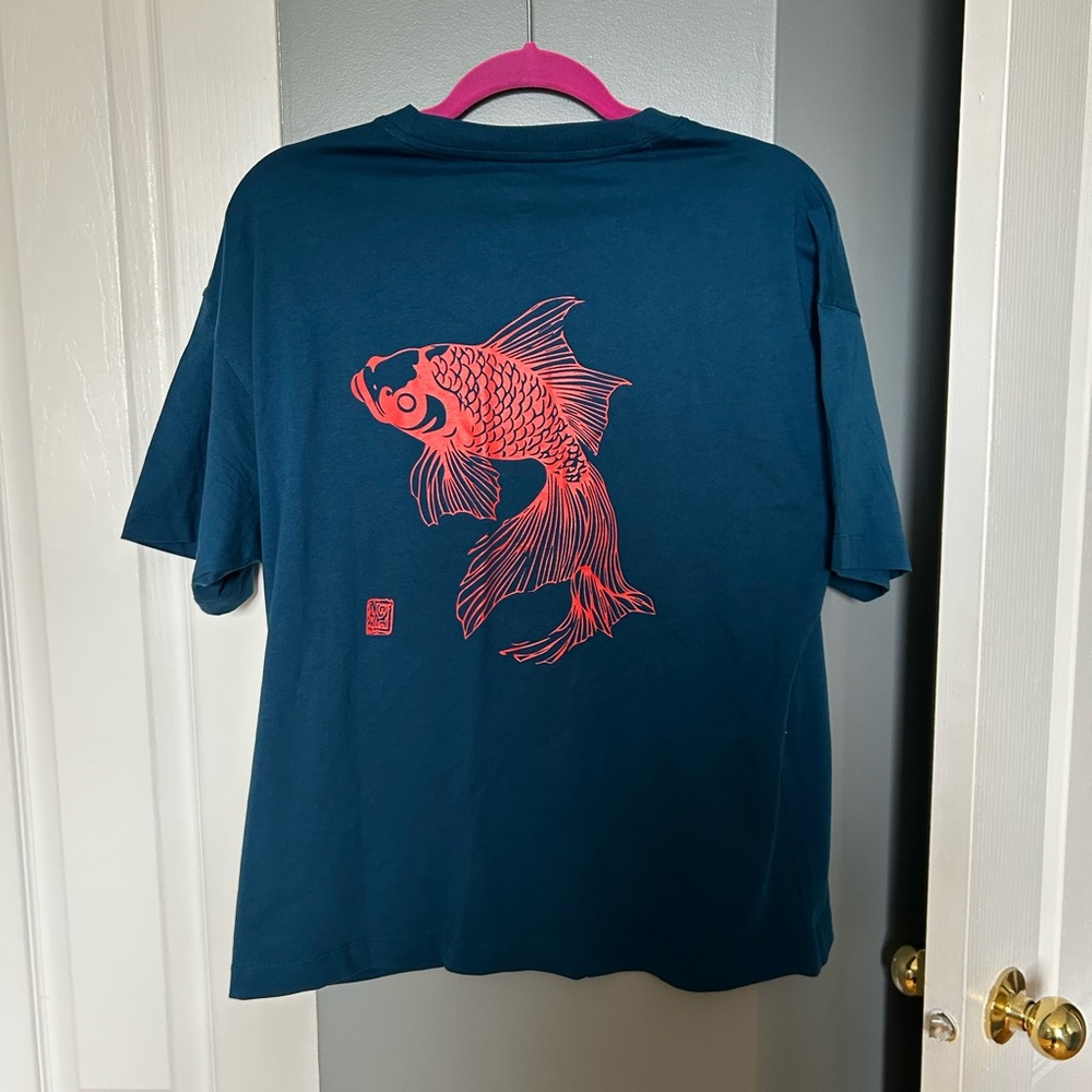 Twik Teal Tee with Coral Fish Design